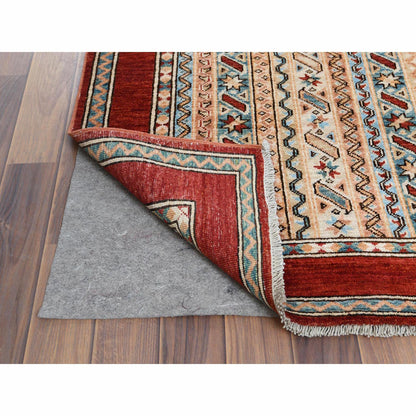 Kazak Wool Hand Knotted Rug Brown Red 6.5X9.1 -O061158