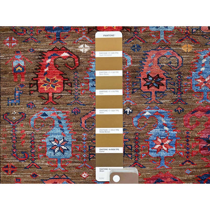 Kazak Wool Hand Knotted Rug Brown 4.1x5.10 -O0611