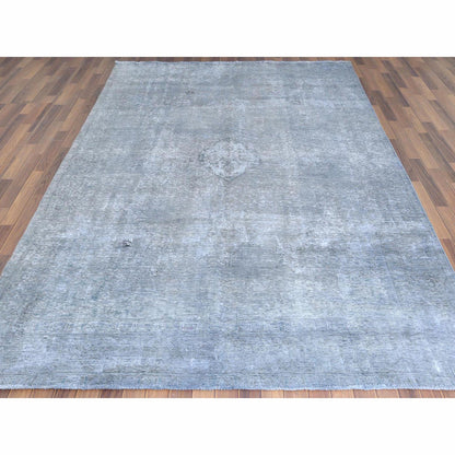 Overdyed & Vintage Worn Wool Hand Knotted Rug Grey No Border 7.9X11.0 -O061203