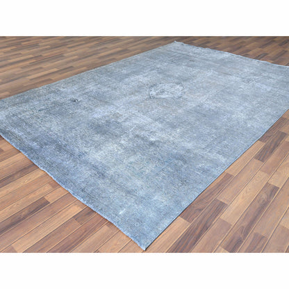 Overdyed & Vintage Worn Wool Hand Knotted Rug Grey No Border 7.9X11.0 -O061203