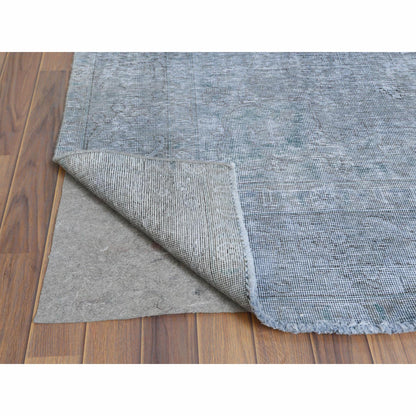 Overdyed & Vintage Worn Wool Hand Knotted Rug Grey No Border 7.9X11.0 -O061203