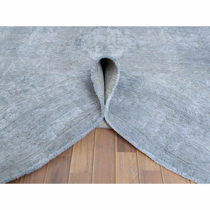 Overdyed & Vintage Worn Wool Hand Knotted Rug Grey No Border 7.9X11.0 -O061203