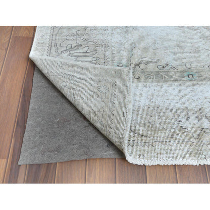 Overdyed & Vintage Worn Wool Hand Knotted Rug Ivory No Border 9.8X12.6 -O061216