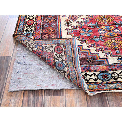 Kazak Wool Hand Knotted Rug Ivory 4.2x5.11 -O0612
