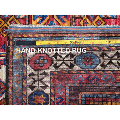 Kazak Wool Hand Knotted Rug Ivory 4.2x5.11 -O0612