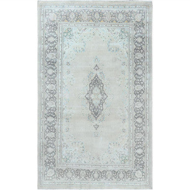 Overdyed & Vintage Worn Wool Hand Knotted Rug Grey Gray 6.9X10.10 -O061338