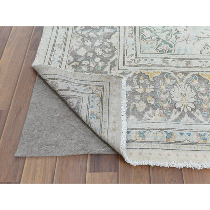 Overdyed & Vintage Worn Wool Hand Knotted Rug Grey Gray 6.9X10.10 -O061338
