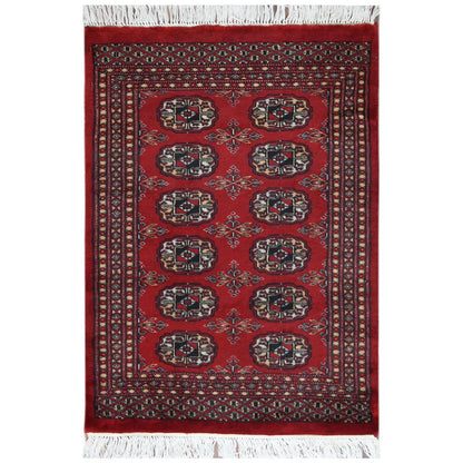 Tribal & Geometric Wool Hand Knotted Rug Red Red 2.1X2.10 -O061374