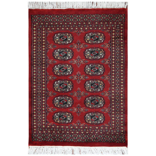 Tribal & Geometric Wool Hand Knotted Rug Red Red 2.1X2.10 -O061374