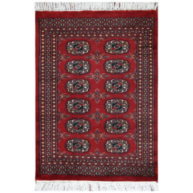 Tribal & Geometric Wool Hand Knotted Rug Red Red 2.1X2.10 -O061374