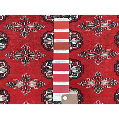 Tribal & Geometric Wool Hand Knotted Rug Red 5.1x7.9 -O061380