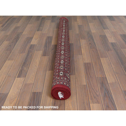 Tribal & Geometric Wool Hand Knotted Rug Red 5.1x7.9 -O061380