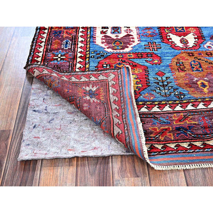Kazak Wool Hand Knotted Rug Blue 4.3x5.8 -O0613