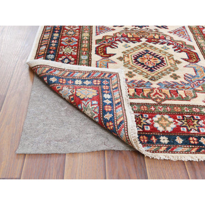 Kazak Wool Hand Knotted Rug Ivory Red 2.7X10.0 -O061450
