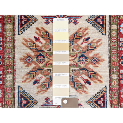 Kazak Wool Hand Knotted Rug Ivory Red 2.7X10.0 -O061450