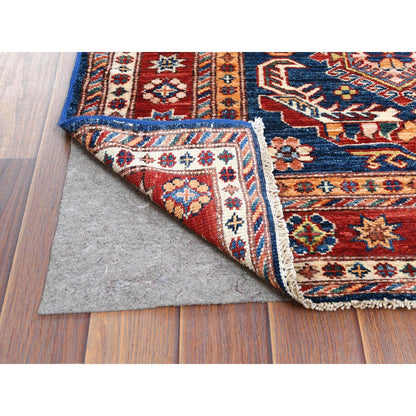 Kazak Wool Hand Knotted Rug Blue Red 2.10X11.0 -O061452