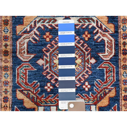 Kazak Wool Hand Knotted Rug Blue Red 2.10X11.0 -O061452