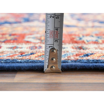 Kazak Wool Hand Knotted Rug Blue Red 2.10X11.0 -O061452