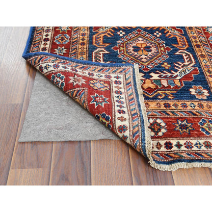 Kazak Wool Hand Knotted Rug Blue Red 2.6X11.0 -O061456