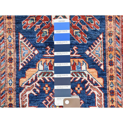 Kazak Wool Hand Knotted Rug Blue Red 2.6X11.0 -O061456
