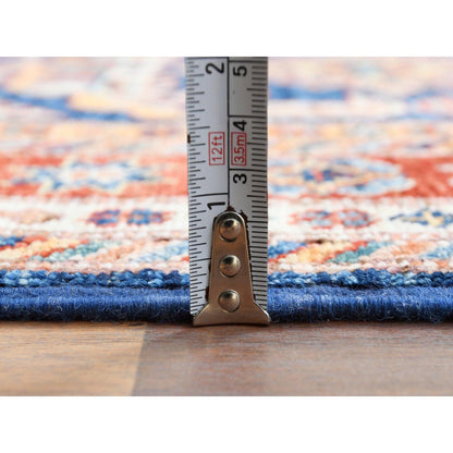 Kazak Wool Hand Knotted Rug Blue Red 2.6X11.0 -O061456