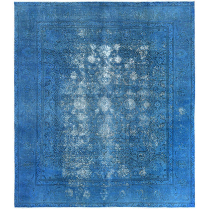 Overdyed & Vintage Worn Wool Hand Knotted Rug Blue Blue 9.8X10.10 -O061487