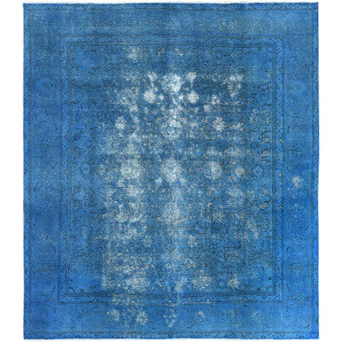 Overdyed & Vintage Worn Wool Hand Knotted Rug Blue Blue 9.8X10.10 -O061487