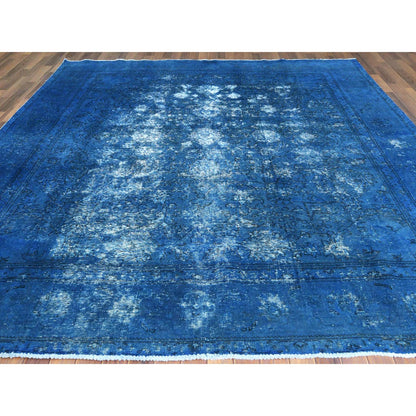 Overdyed & Vintage Worn Wool Hand Knotted Rug Blue Blue 9.8X10.10 -O061487