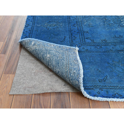 Overdyed & Vintage Worn Wool Hand Knotted Rug Blue Blue 9.8X10.10 -O061487