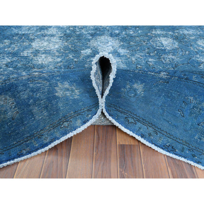 Overdyed & Vintage Worn Wool Hand Knotted Rug Blue Blue 9.8X10.10 -O061487