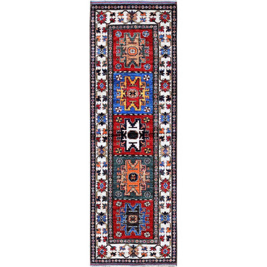 Kazak Wool Hand Knotted Rug Red 2.8x8.2 -O0614