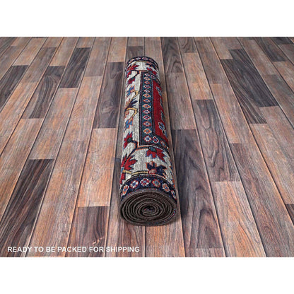 Kazak Wool Hand Knotted Rug Red 2.8x8.2 -O0614