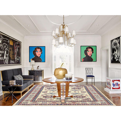 Kazak Wool Hand Knotted Rug Ivory Ivory 9.1X11.7 -O061532