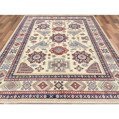 Kazak Wool Hand Knotted Rug Ivory Ivory 9.1X11.7 -O061532