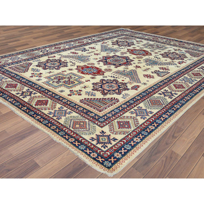 Kazak Wool Hand Knotted Rug Ivory Ivory 9.1X11.7 -O061532