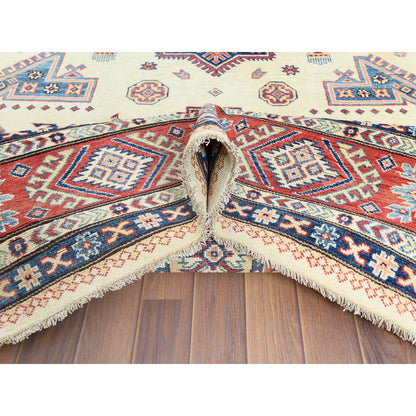 Kazak Wool Hand Knotted Rug Beige Red 8.10X11.9 -O061534