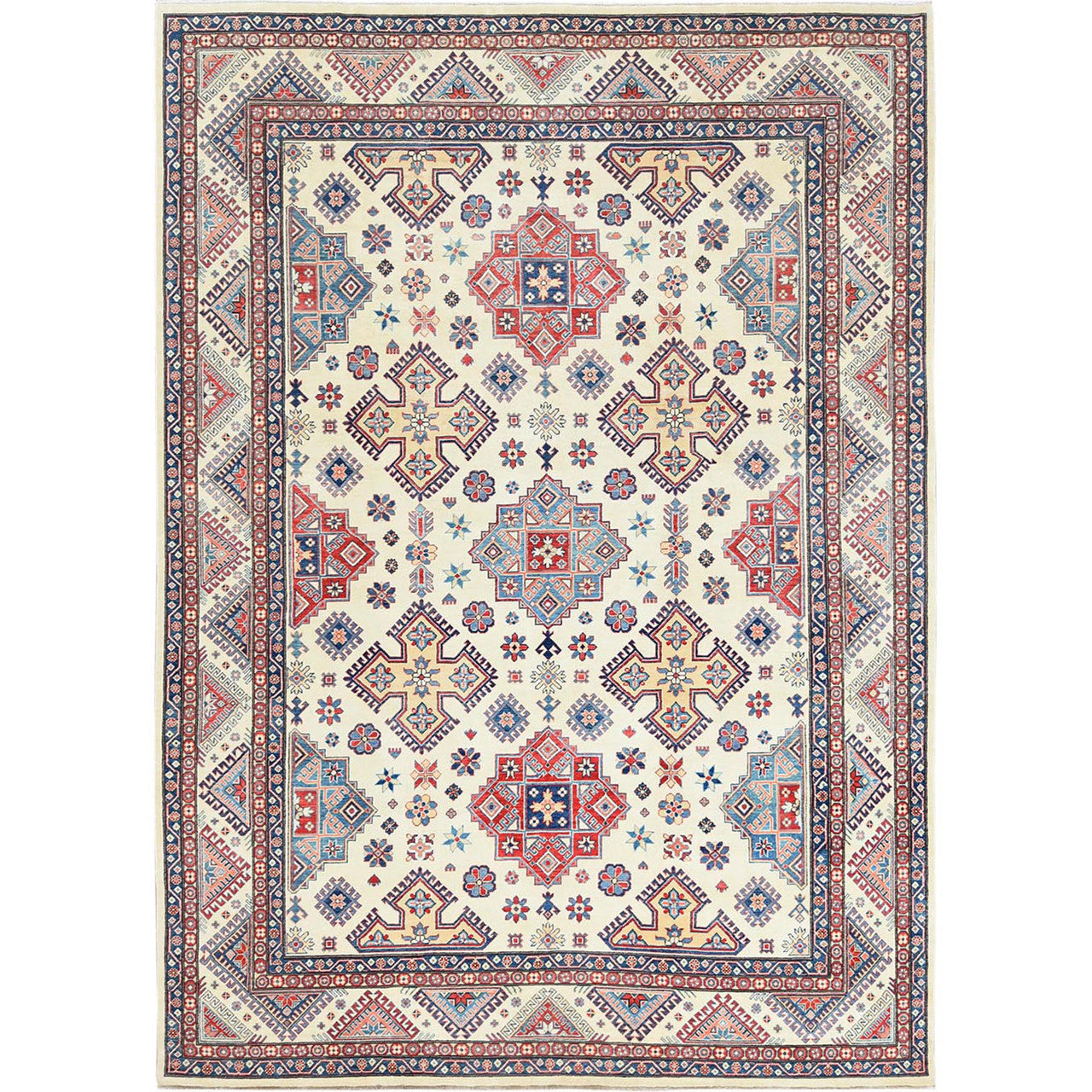 Kazak Wool Hand Knotted Rug Ivory Beige 9.10X13.8 -O061536
