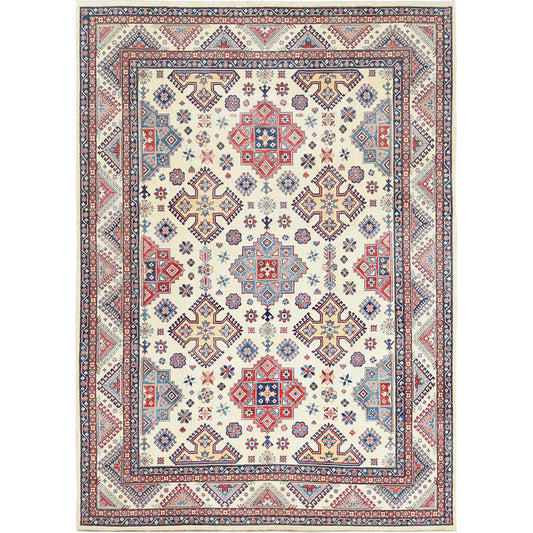 Kazak Wool Hand Knotted Rug Ivory Beige 9.10X13.8 -O061536
