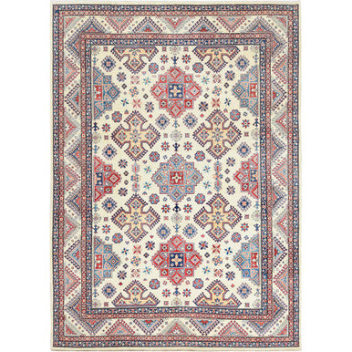 Kazak Wool Hand Knotted Rug Ivory Beige 9.10X13.8 -O061536