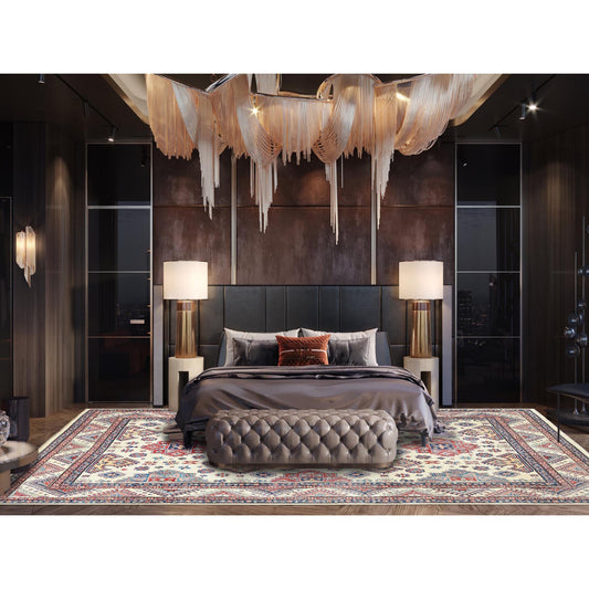 Kazak Wool Hand Knotted Rug Ivory Beige 9.10X13.8 -O061536