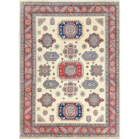 Kazak Wool Hand Knotted Rug Ivory Rich Red 10.0X13.8 -O061538