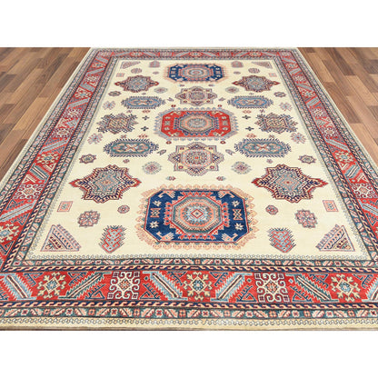 Kazak Wool Hand Knotted Rug Ivory Rich Red 10.0X13.8 -O061538