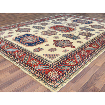 Kazak Wool Hand Knotted Rug Ivory Rich Red 10.0X13.8 -O061538