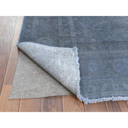 Overdyed & Vintage Worn Wool Hand Knotted Rug Grey Dark Gray 7.2X10.4 -O061597