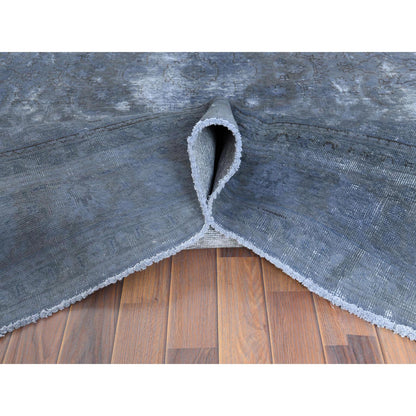 Overdyed & Vintage Worn Wool Hand Knotted Rug Grey Dark Gray 7.2X10.4 -O061597
