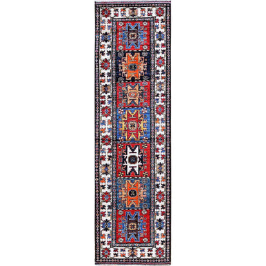 Kazak Wool Hand Knotted Rug Red 2.9x9.8 -O0615