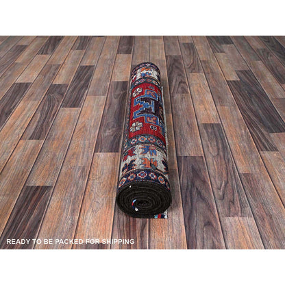 Kazak Wool Hand Knotted Rug Red 2.9x9.8 -O0615