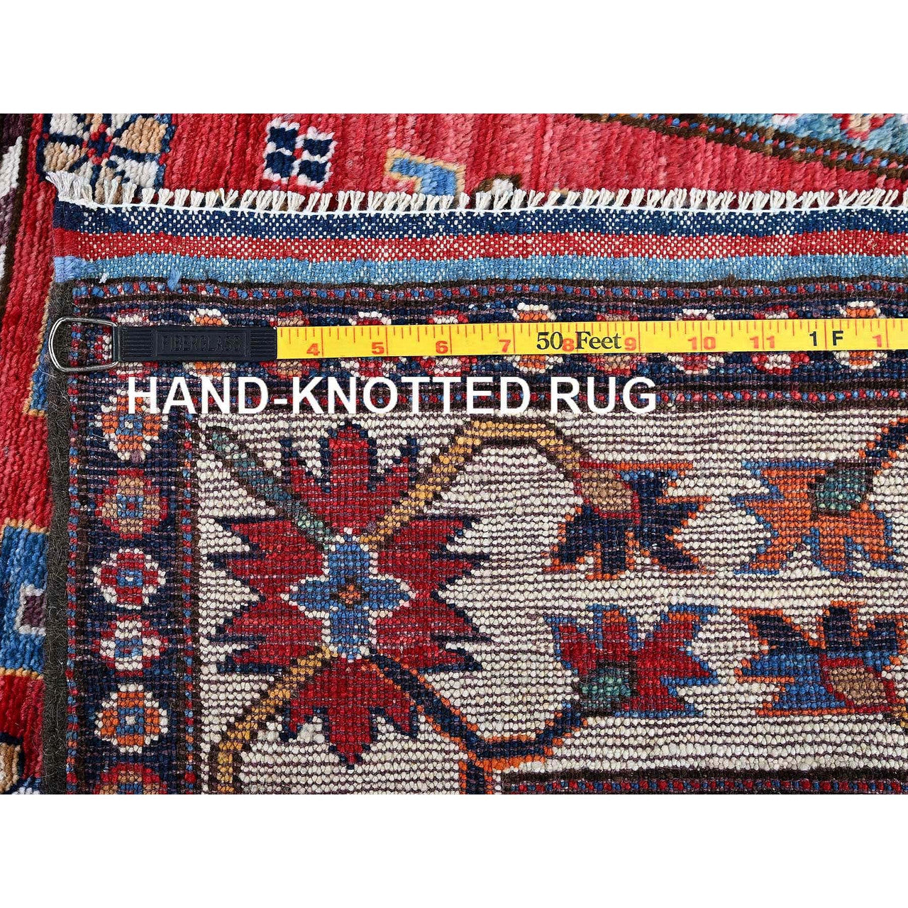 Kazak Wool Hand Knotted Rug Red 2.9x9.8 -O0615