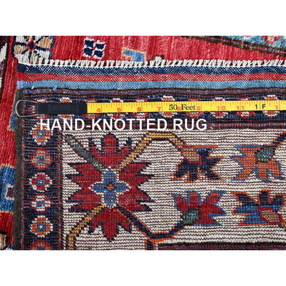 Kazak Wool Hand Knotted Rug Red 2.9x9.8 -O0615