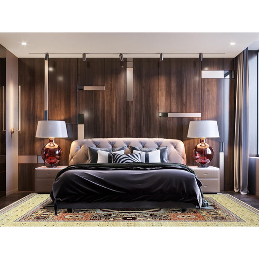 Tribal & Geometric Wool Hand Knotted Rug Green Light Green 8.2X10.0 -O061635